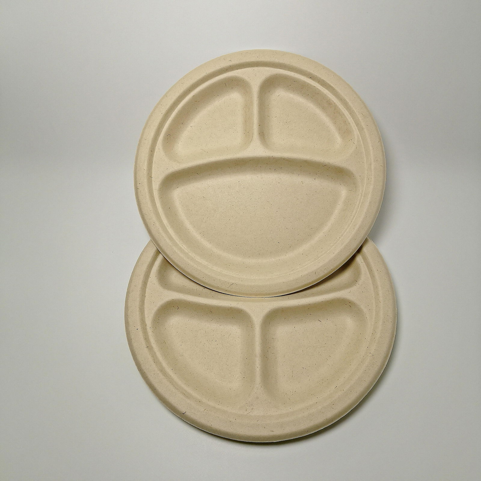 9 inch 3 compartment round Wheat straw Plate 100% biodegradable Plates 3