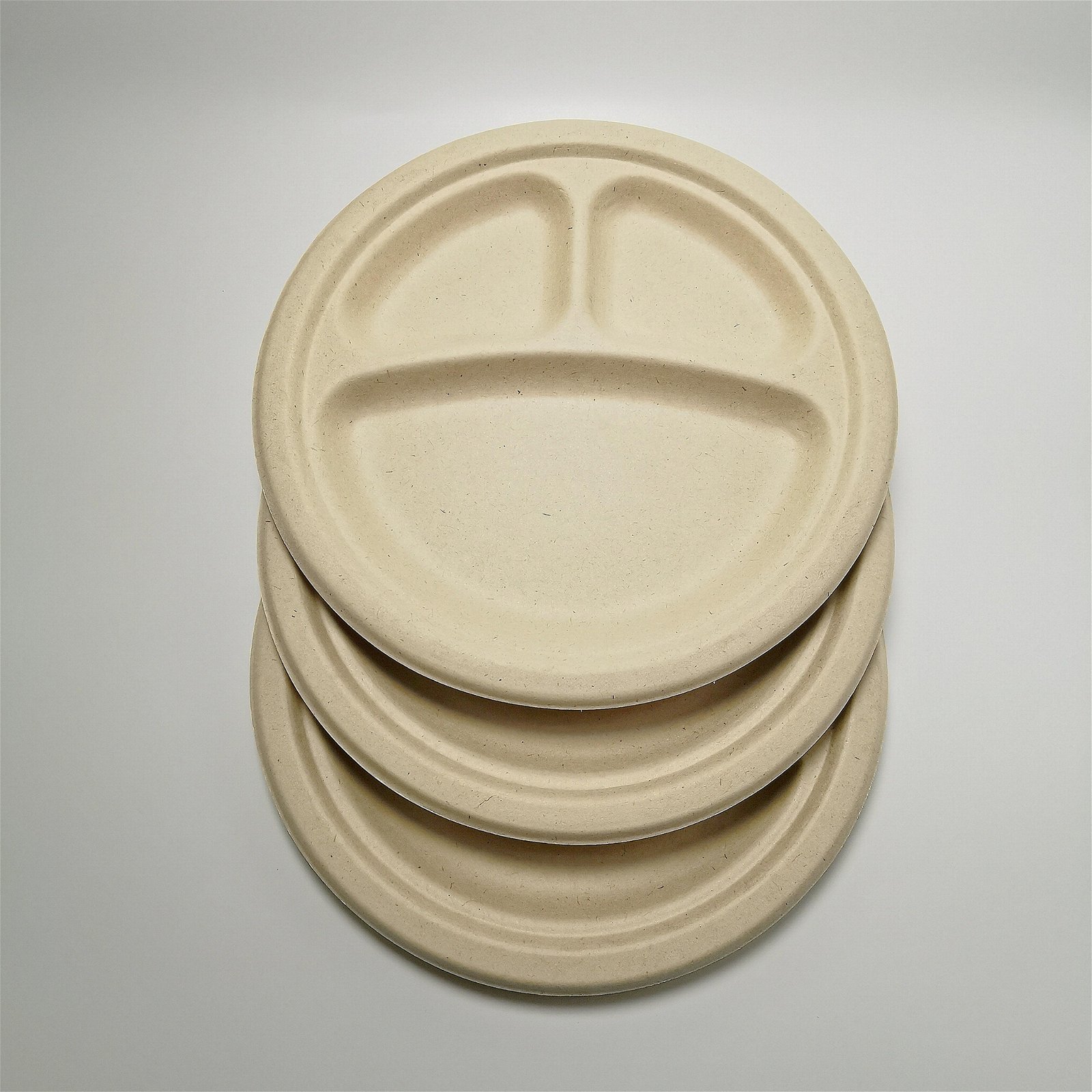 9 inch 3 compartment round Wheat straw Plate 100% biodegradable Plates 4
