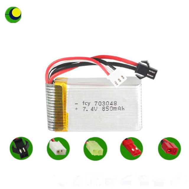 High rate 703048 20C 7.4v 800mah rc helicopter battery with connector 2