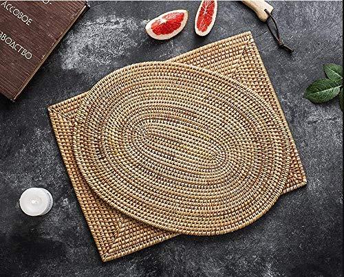 Ellipse Traditional Straw Rattan Place Mats Vietnam Braided Tableware For Kitche