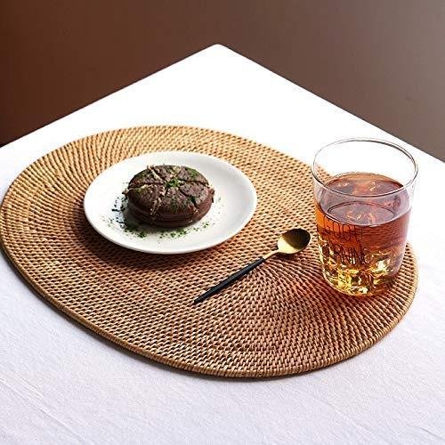 Ellipse Traditional Straw Rattan Place Mats Vietnam Braided Tableware For Kitche 2