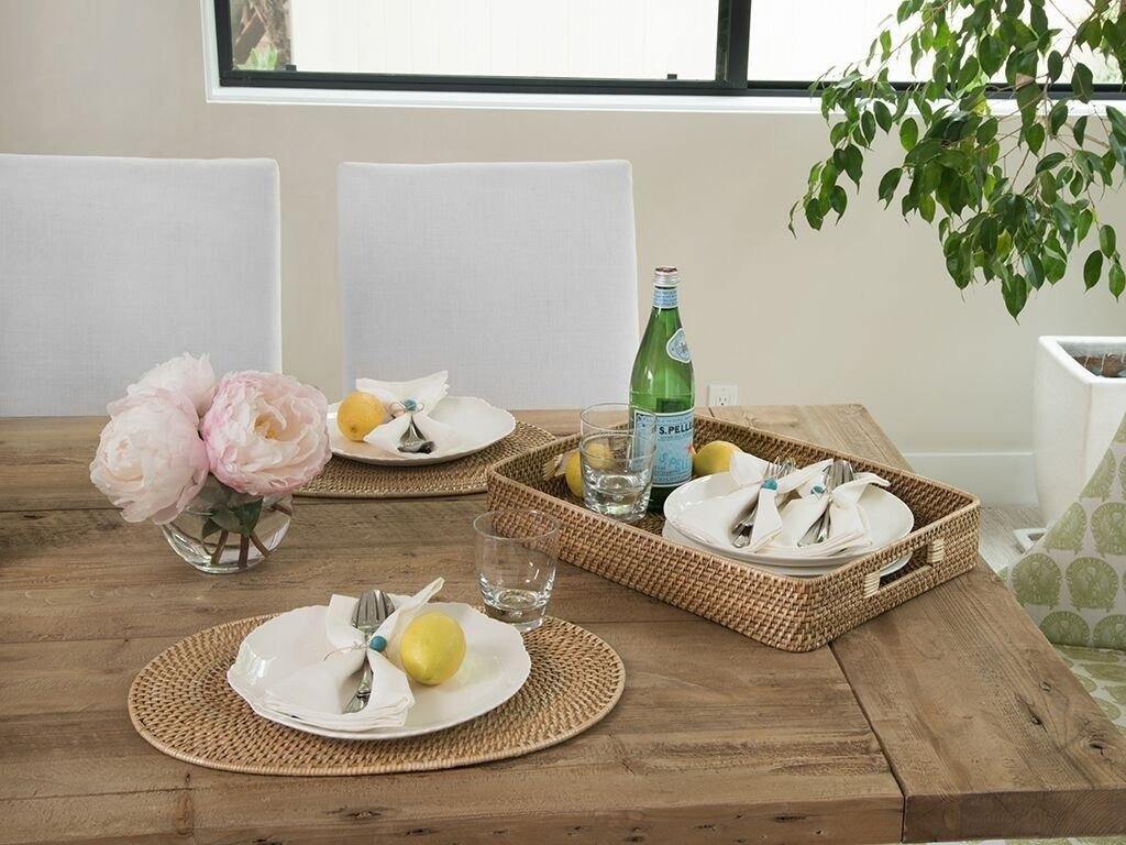 Ellipse Traditional Straw Rattan Place Mats Vietnam Braided Tableware For Kitche 3