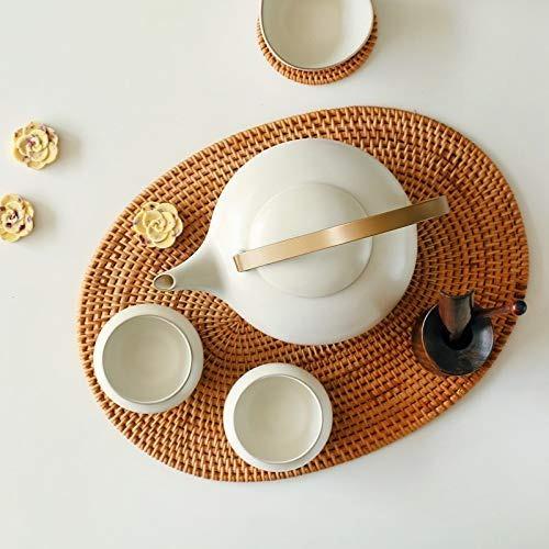 Ellipse Traditional Straw Rattan Place Mats Vietnam Braided Tableware For Kitche 4