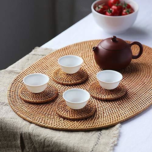 Ellipse Traditional Straw Rattan Place Mats Vietnam Braided Tableware For Kitche 5