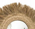 Wild Style Circle Portable Cane Handmade Seagrass Wall Mirror Home Decoration 