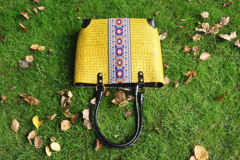 Eco-Friendly Yellow Seagrass Straw Crossbody Handbag 2020 Women Fashion Bag Girl 2
