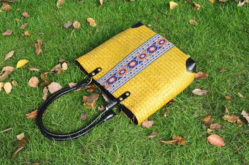 Eco-Friendly Yellow Seagrass Straw Crossbody Handbag 2020 Women Fashion Bag Girl 4