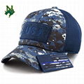 100% Cotton Military Hat Custom Embroidery Logo Blue Camo Hat USA Flag Patch Buc