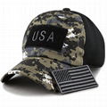 100% Cotton Military Hat Custom Embroidery Logo Blue Camo Hat USA Flag Patch Buc