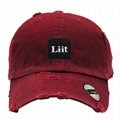 Distressed red baseball cap unstructured dad hat custom 3D embroidery 6 panel da