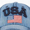 Distressed caps cyclist hats 3D embroidery hole USA patch denim baseball c