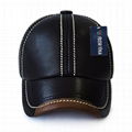 Wholesale leather caps cowhide baseball cap hat with adjustable strap hats 