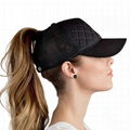 Custom patch ponytail baseball cap plaid quilted truck women sport caps