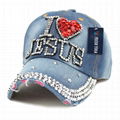 Personalized glitter denim baseball cap unisex I love jesus rhinestone bling cap