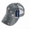 Wholesale washed denim distressed dad hat ponytail baseball cap