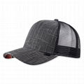 Chambray 5 panel 100 cotton baseball cap Mesh Foam Trucker sport Cap Dark Grey