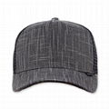 Chambray 5 panel 100 cotton baseball cap Mesh Foam Trucker sport Cap Dark Grey