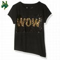 Custom Gold Reversible Shiny Sequin T Shirt Black Wow Change 2 Way Sequin Letter