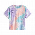 Custom T Shirt Logo Print Rolled Short Sleeve Tie Dye T Shirts Women Tee Top