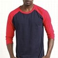 Wholesale Mens Cotton Raglan Tshirt Three Quarters Of Sleeve Slim Fit Tshirt