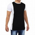 New arrival long tail side zipper t shirt two tone hip hop drop tail t-shirts 