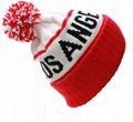 Custom Jacquard Beanie Your Own Embroidery Logo Acrylic Pom Pom Beanie Hat 