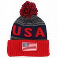 Custom Embroidery American Flag Logo PomPom Beanie Hat Slouch Beanie Hat