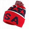 Custom Embroidery American Flag Logo PomPom Beanie Hat Slouch Beanie Hat