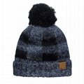 OEM Soft Stretch Pom Fuzzy Lined Buffalo Plaid Cuff Beanie Hat Checked Pattern  4