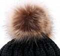 Faux Fur Pom Pom Beanie Hat Acrylic Slouch Beanie Hat With Fleece Lined