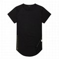 Wholesale extended t shirt side zipper tee shirt blank hip hop