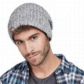 Wholesale Beanie Leather Patch Winter Skull Cap Warm Knit Fleece Slouchy Hat