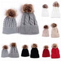 Wholesale pompom hat running beanie hats baby boy girls wool Knitted hat