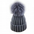 Cable knit cuff beanie hat women fur pom pom twist grain knitting beanie hats