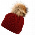 Custom hand knitted woolen caps straight needle knit hat patterns pom beanie hat