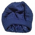 Custom satin lined beanie plain winter hats knit crochet pattern beret cap