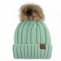 Wholesale funny running baby wool hat fur pompom hats beanie hats with top ball