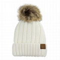 Wholesale funny running baby wool hat fur pompom hats beanie hats with top ball