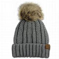 Wholesale funny running baby wool hat fur pompom hats beanie hats with top ball