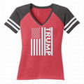 Custom Baseball Tshirt V Neck American Flag Printed Trump Campaign Shirt 