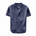 Mens Hemp Tshirts Clothing Linen Yarn Henley Shirts Casual Summer Tops Banded 