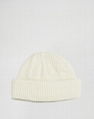 Good Quality Custom Knitted Beanie Mini Fisherman Ribbed Beanie Hats In Ecru