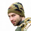 Wholesale green camo knit beanie cap mens beanie winter ski hat knitted hats