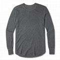 Longline Mens Curved Hem T shirts Vintage Plain Gray Acid Wash Cotton T-shirts