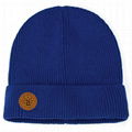 Custom logo toque cotton beanie soft breathable knitted winter hats solid color