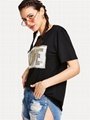 Eeversible sequin t shirt custom monogram fashion streetwear hip hop tshirt