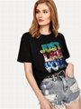 Eeversible sequin t shirt custom monogram fashion streetwear hip hop tshirt