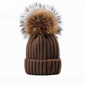 Women Hat Winter Knit Beanie Ski Cap Bobble Hat Faux Fur Pom 15cm Ball knit hat