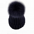 Women Hat Winter Knit Beanie Ski Cap Bobble Hat Faux Fur Pom 15cm Ball knit hat