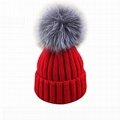 Women Hat Winter Knit Beanie Ski Cap Bobble Hat Faux Fur Pom 15cm Ball knit hat